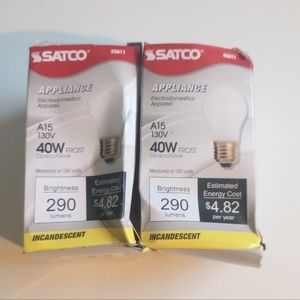 Satco S3811 Appliance Frost Bulb A15 130V Lot of 2 New